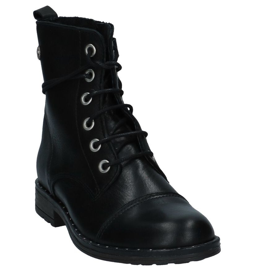 Zwarte Boots met Rits/Veter Scapa in leer (235881)