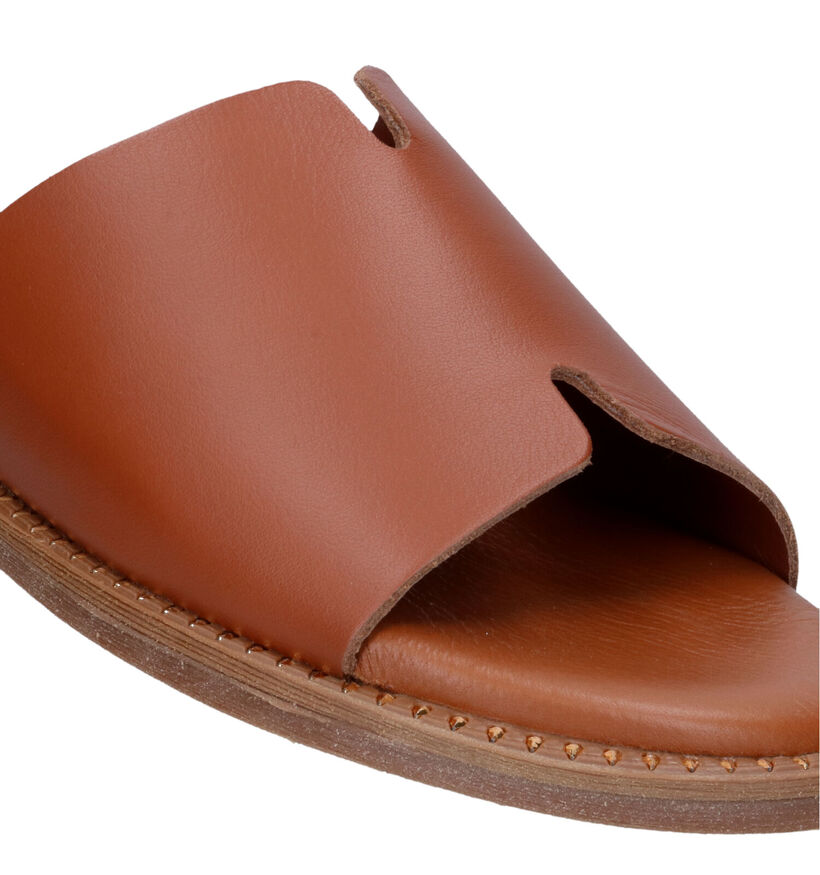 Tamaris Groene Platte slippers in leer (335495)