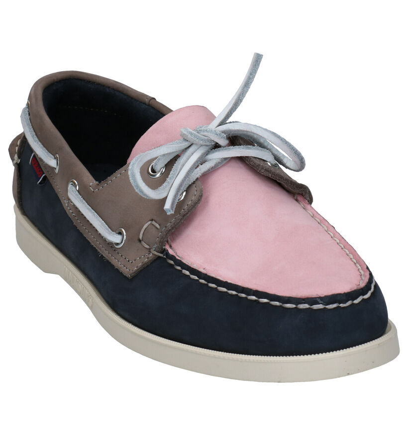 Sebago Dockside Blauwe Bootschoenen in daim (287823)