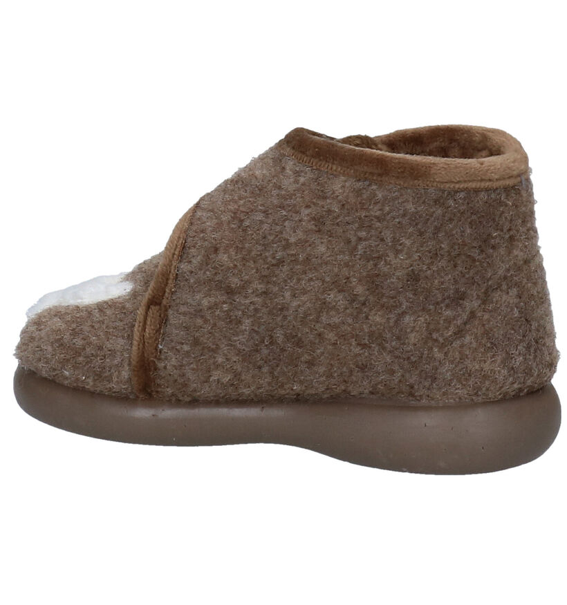 Milo & Mila Taupe Pantoffels in stof (283948)