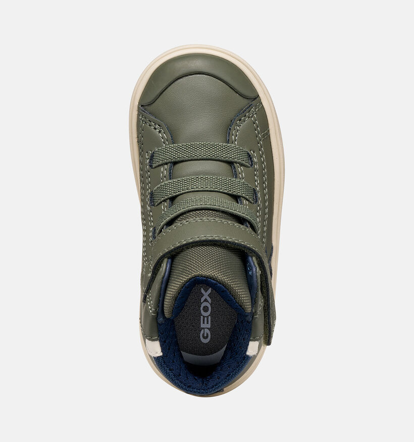 Geox Gisli Baskets montantes en Vert fonc&eacute; pour gar&ccedil;ons (377746) - pour semelles orthop&eacute;diques