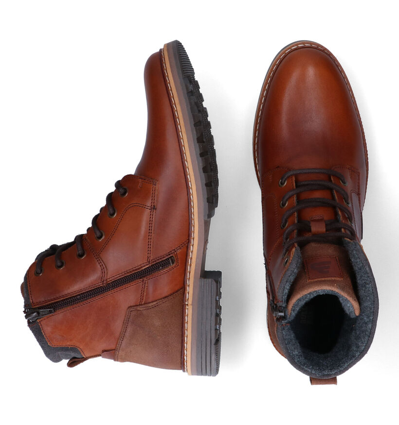 Bullboxer Boots à lacets en Cognac pour hommes (327427) - pour semelles orthopédiques