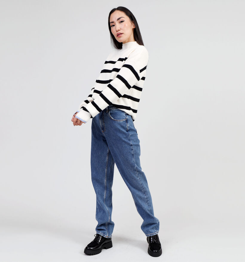 Pieces Nel Pull rayé en Beige pour femmes (342968)