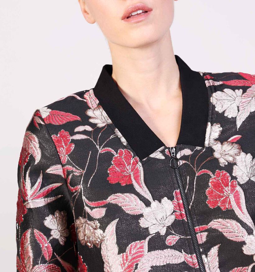 Desires Shella Jacquard Zwarte Jas met Bloemenprint voor dames (364727)
