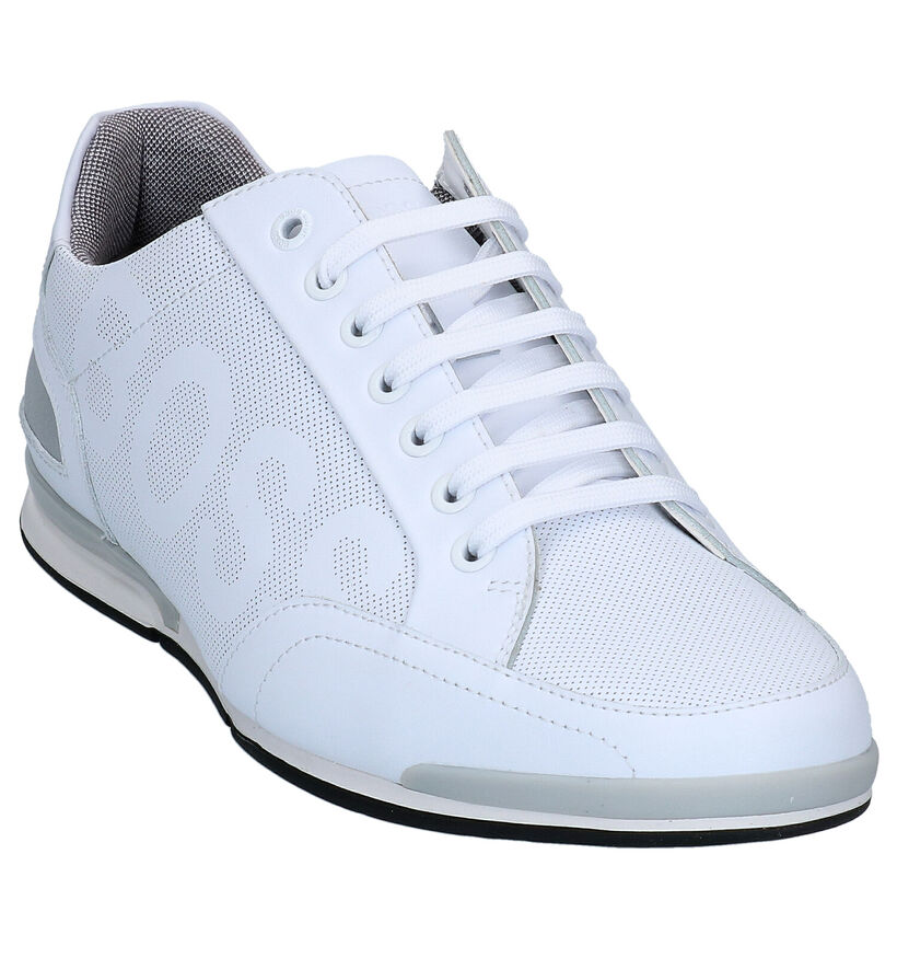 Hugo Boss Saturn Low Witte Veterschoenen in leer (285645)