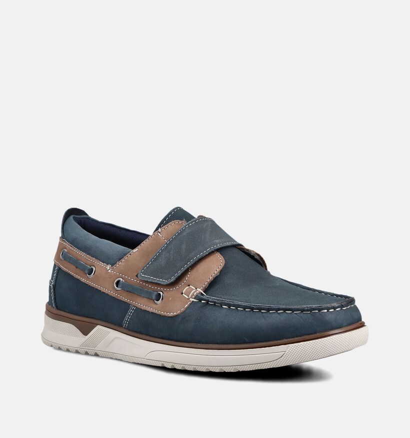 Dozo Logan Chaussures bateau en Bleu fonc&eacute;/Marron pour hommes (373336) - pour semelles orthop&eacute;diques