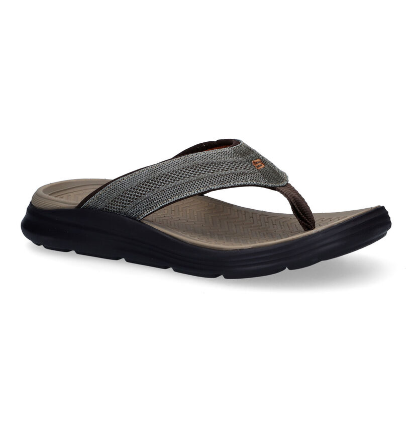 Skechers Relaxed Fit Sargo Point Vista Bruine Teenslippers in stof (306028)