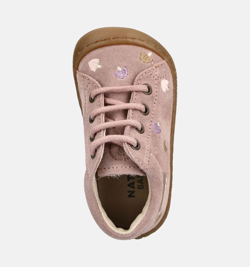 Naturino Barefoot Amur Mushroom Boots &agrave; lacets en Rose pour filles (380209) - pour semelles orthop&eacute;diques
