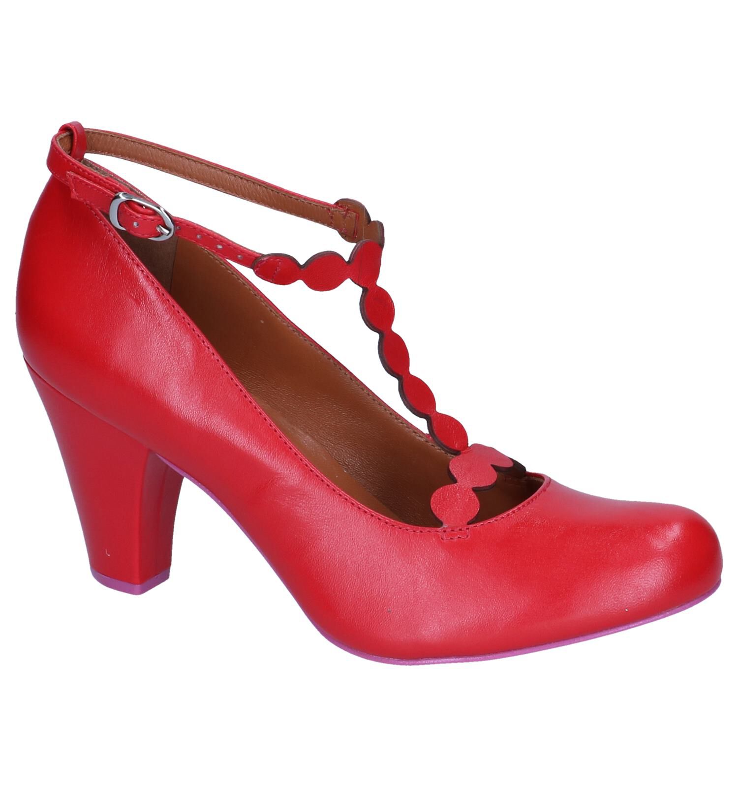 Rode pumps met bandje cheap