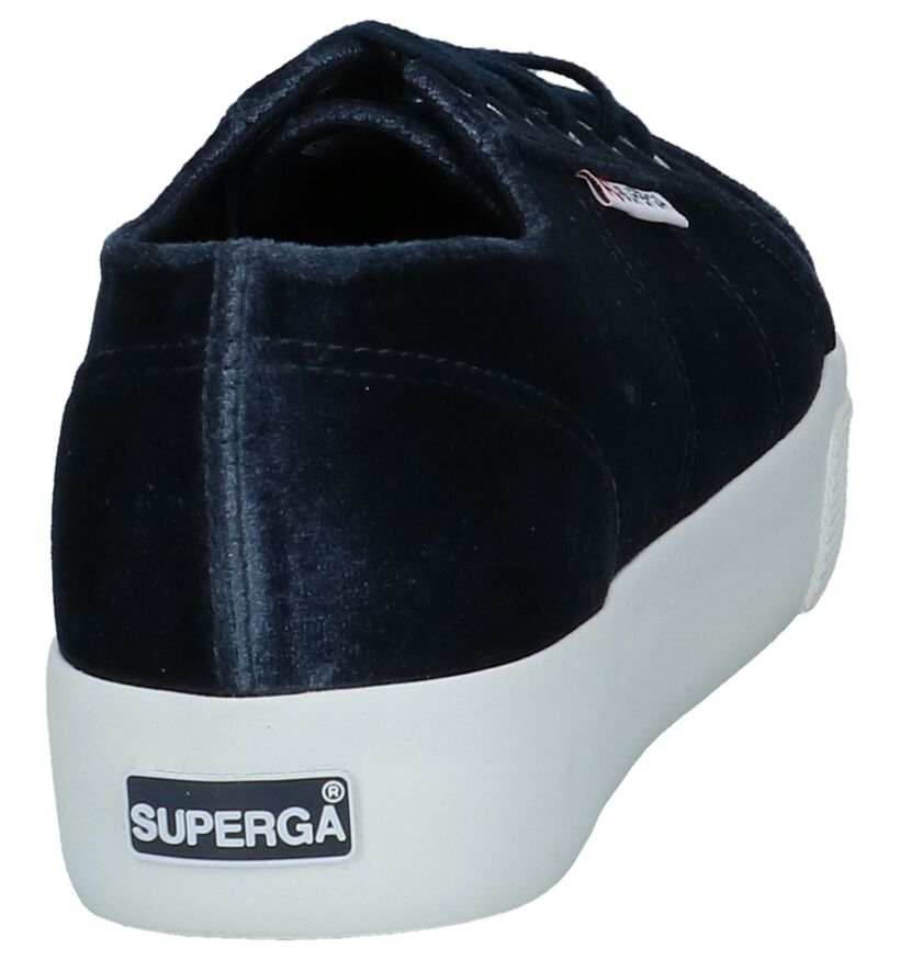 Donkerblauwe Velours Sneakers Superga in velours (231613)