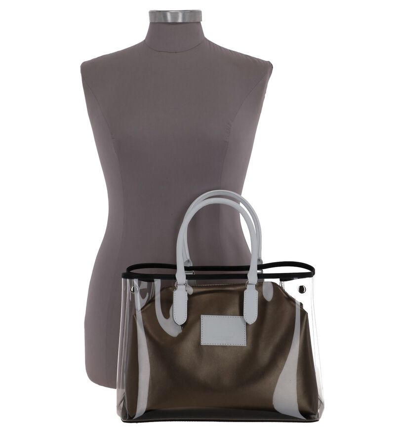 Bronzen Handtas My Best Bag met Zalmroze Handvatten in leer (241441)