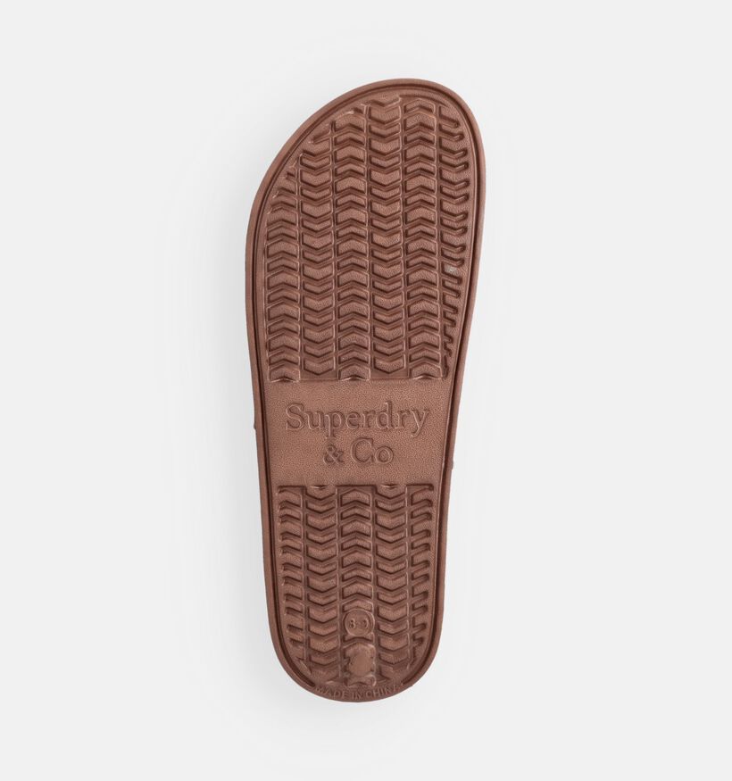 Superdry Camo Print Pool Slide Claquettes en Vert kaki/Marron pour hommes (369497)