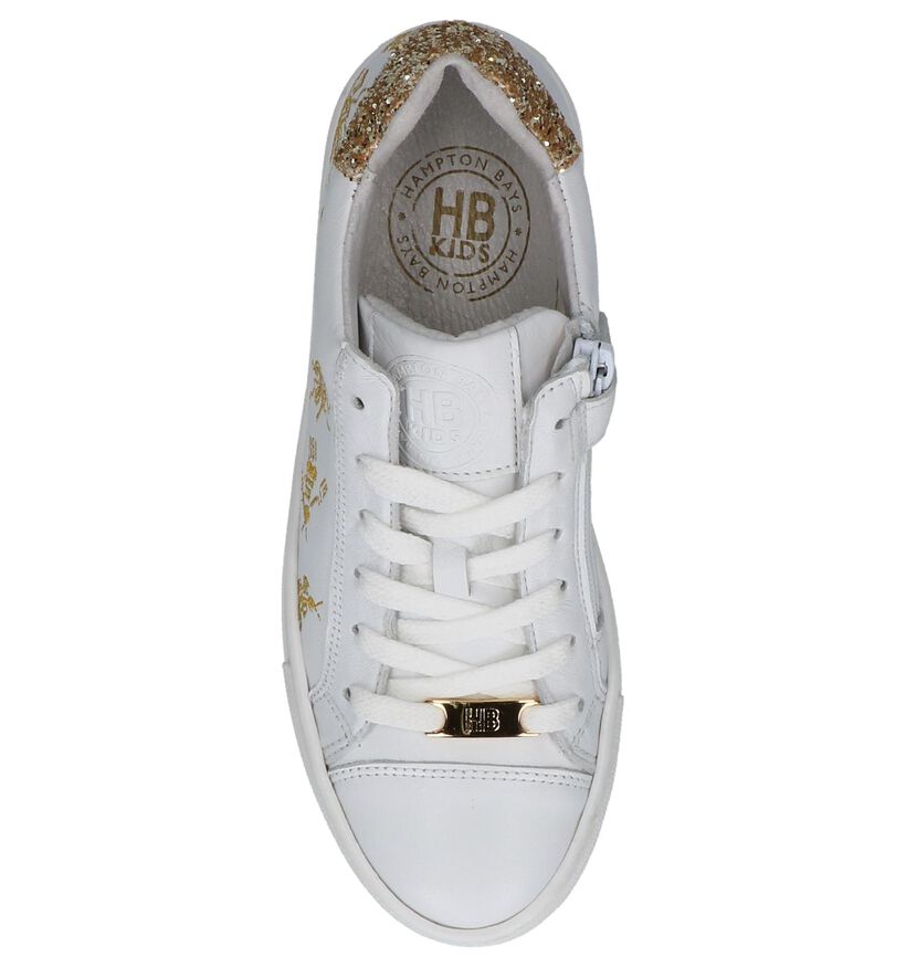 Hampton Bays Witte Sneakers met Broderie in leer (226123)