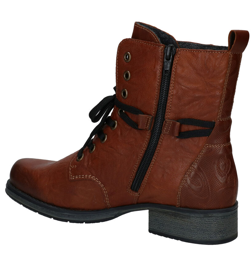 Rieker Zwarte Bottines met veters voor dames (331613) - geschikt voor steunzolen