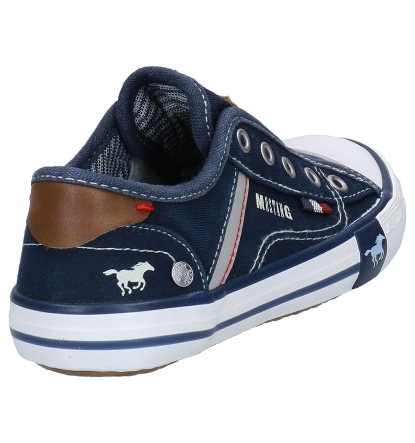 Mustang Blauwe Slip-on Sneakers in stof (266489)