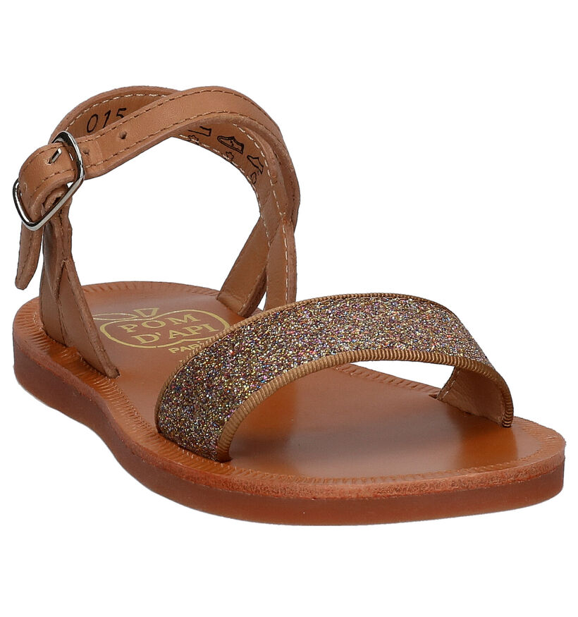 Pom d'Api Plagette Buckle Tao Sandales en Cognac pour filles (322882)