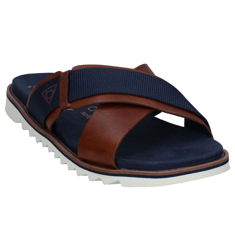 Bugatti Limon Blauwe Slippers in leer (287403)