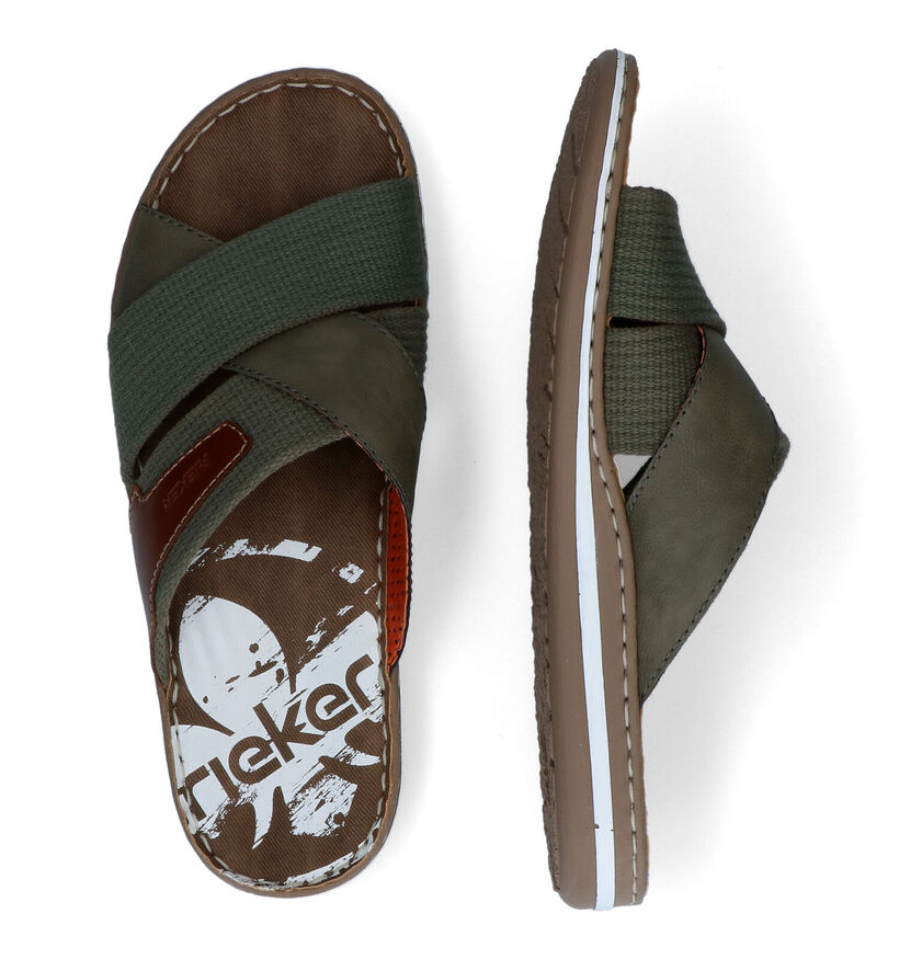 Rieker Nu-pieds casual en Vert kaki pour hommes (354819)