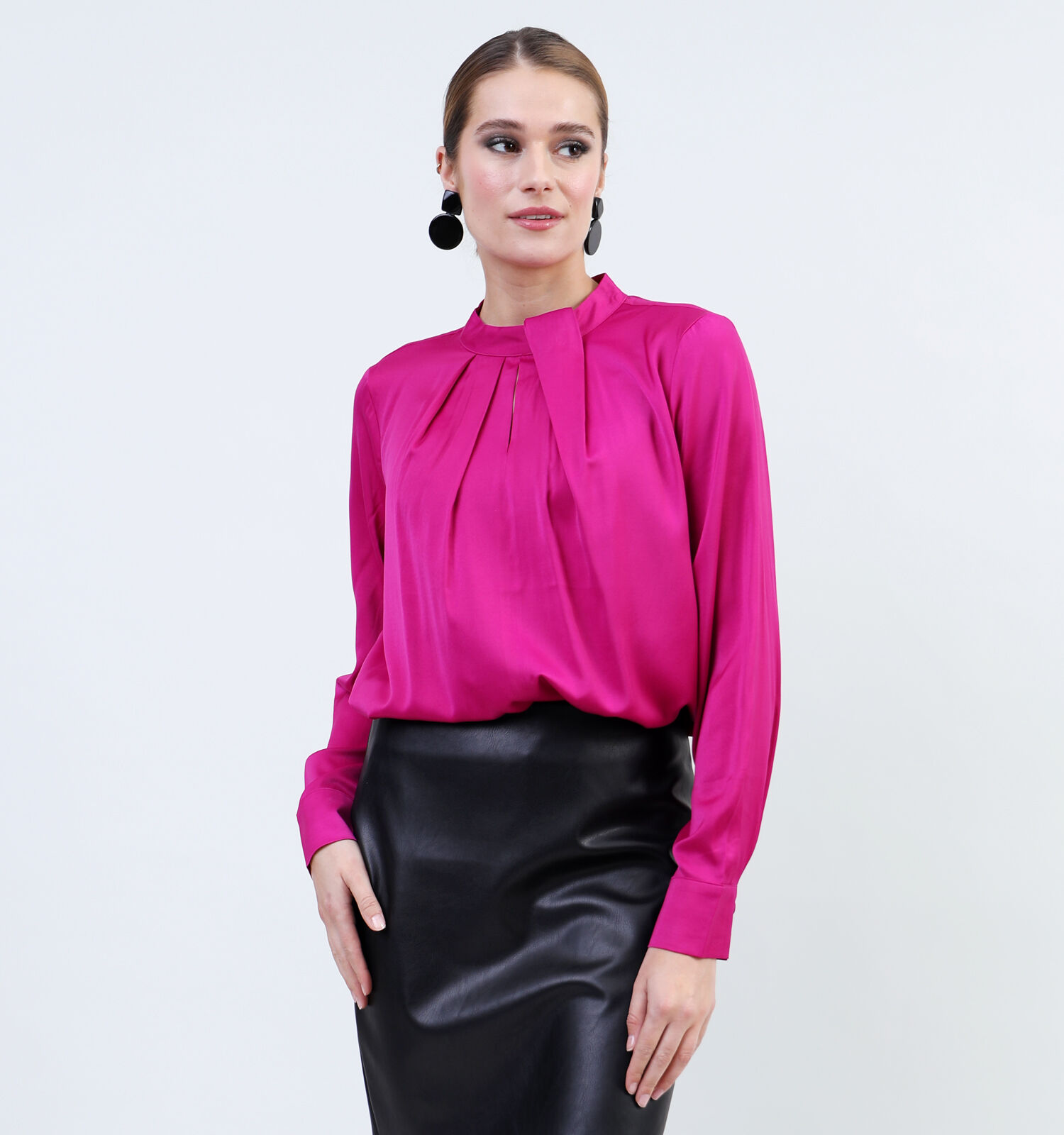 comma Fuchsia Satijnen Blouse Dames Blouses Online op TORFS.BE