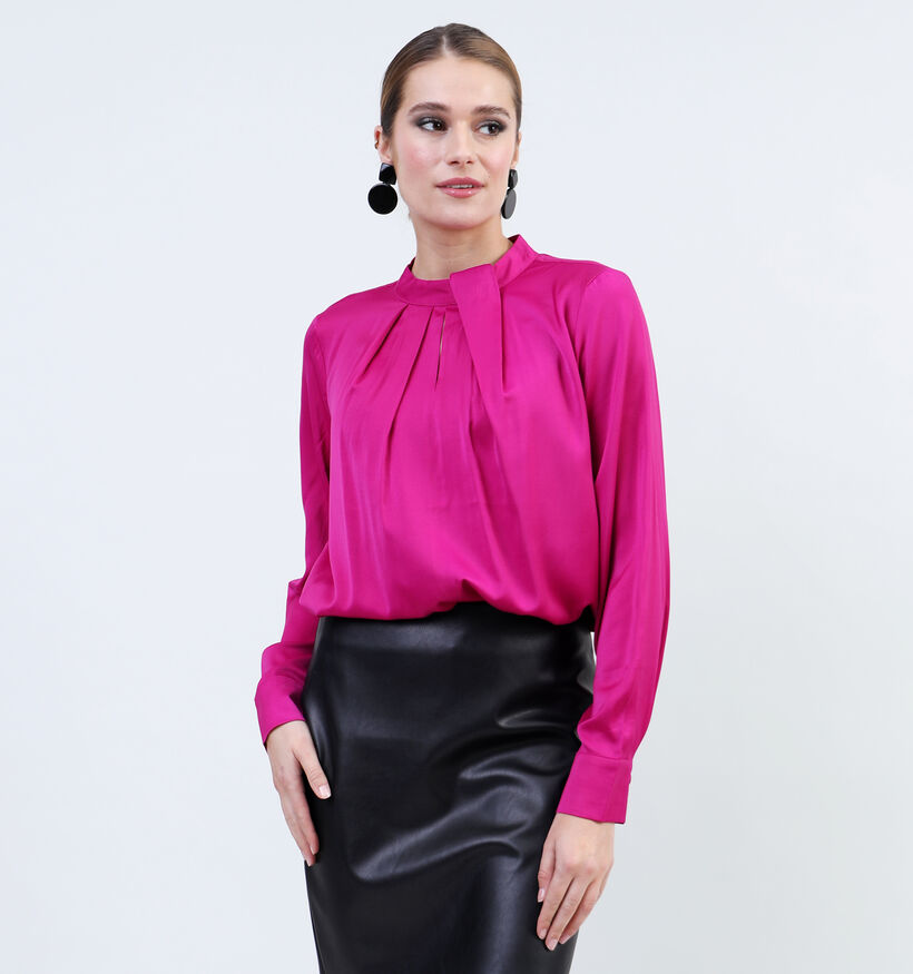 comma Blouse satin en Fuchsia pour femmes (334764)