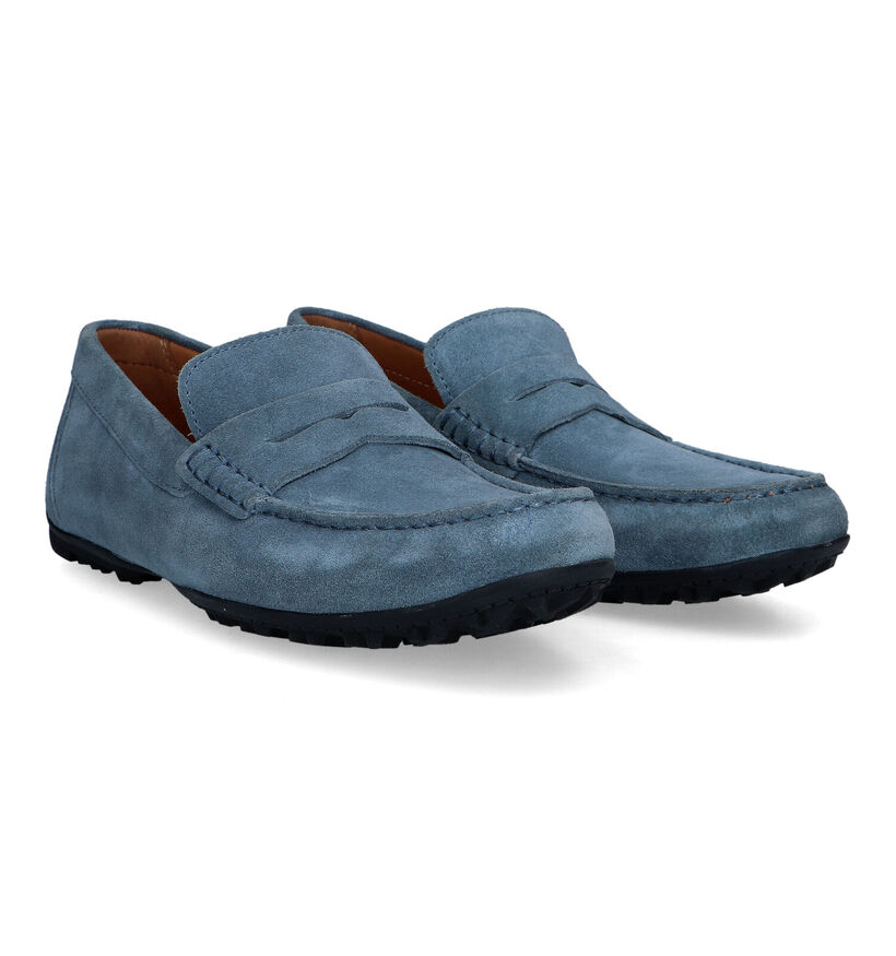 Geox Kosmopolis Grip Blauwe Mocassins in daim (326747)
