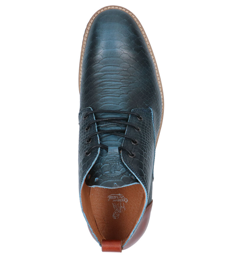 Cycleur de Luxe Allrounder Chaussures Hautes en Bleu en cuir (259415)