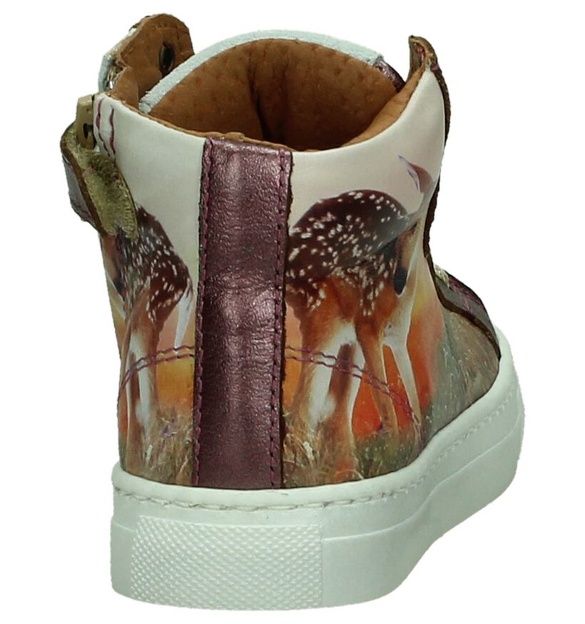 Wild Paarse Hoge Schoen met Bambiprint, , pdp