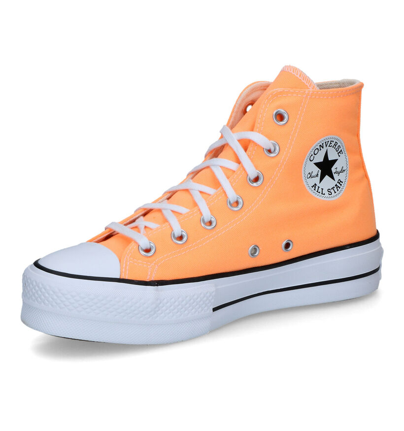Convers Chuck Taylor All Star Lift Platform Oranje Sneakers in stof (320409)