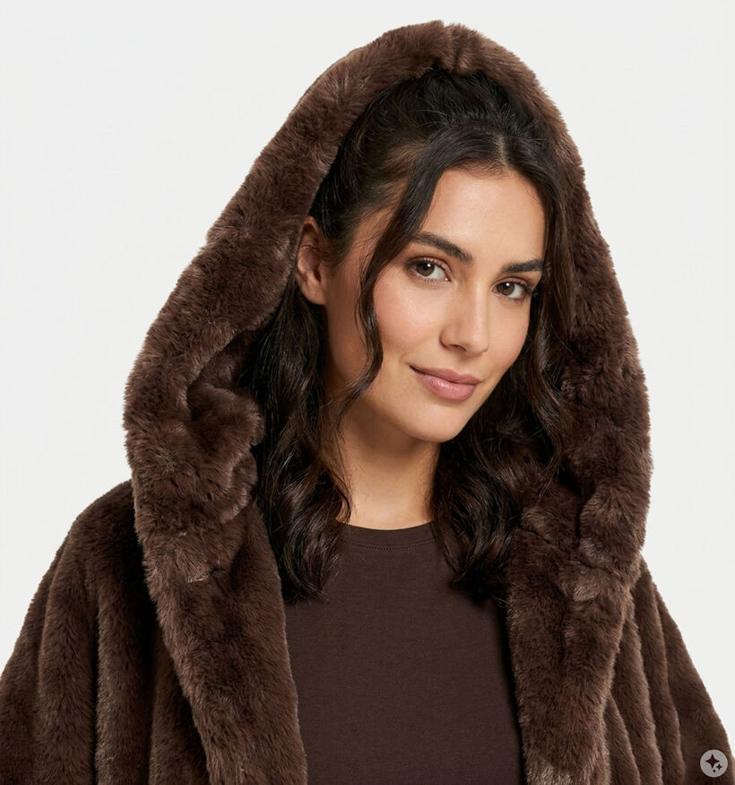 Laurent David Donkerbruine Fluffy Vest voor dames (382021)