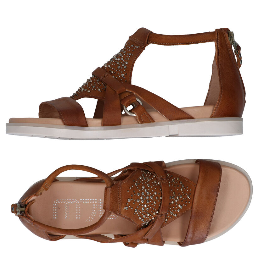 Mjus Cognac Sandalen in leer (289969)