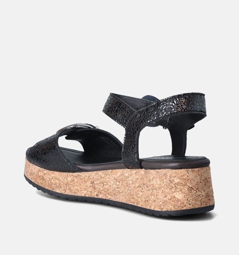 IQÔNIC Zwarte Sandalen Met Sleehak voor dames (357701)