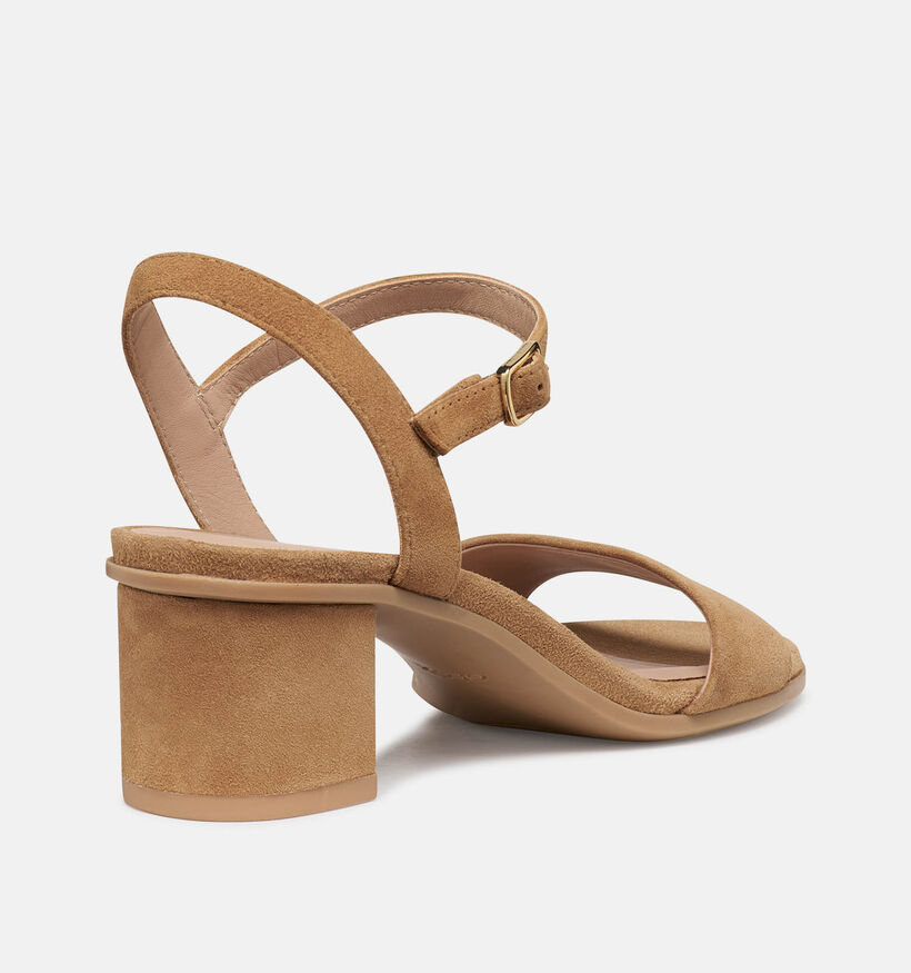 Geox Sandales &agrave; talons en Cognac pour femmes (368127)