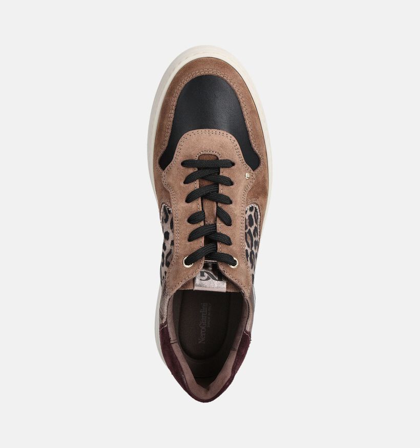 NeroGiardini Leopard Baskets en Marron pour femmes (361698) - pour semelles orthopédiques