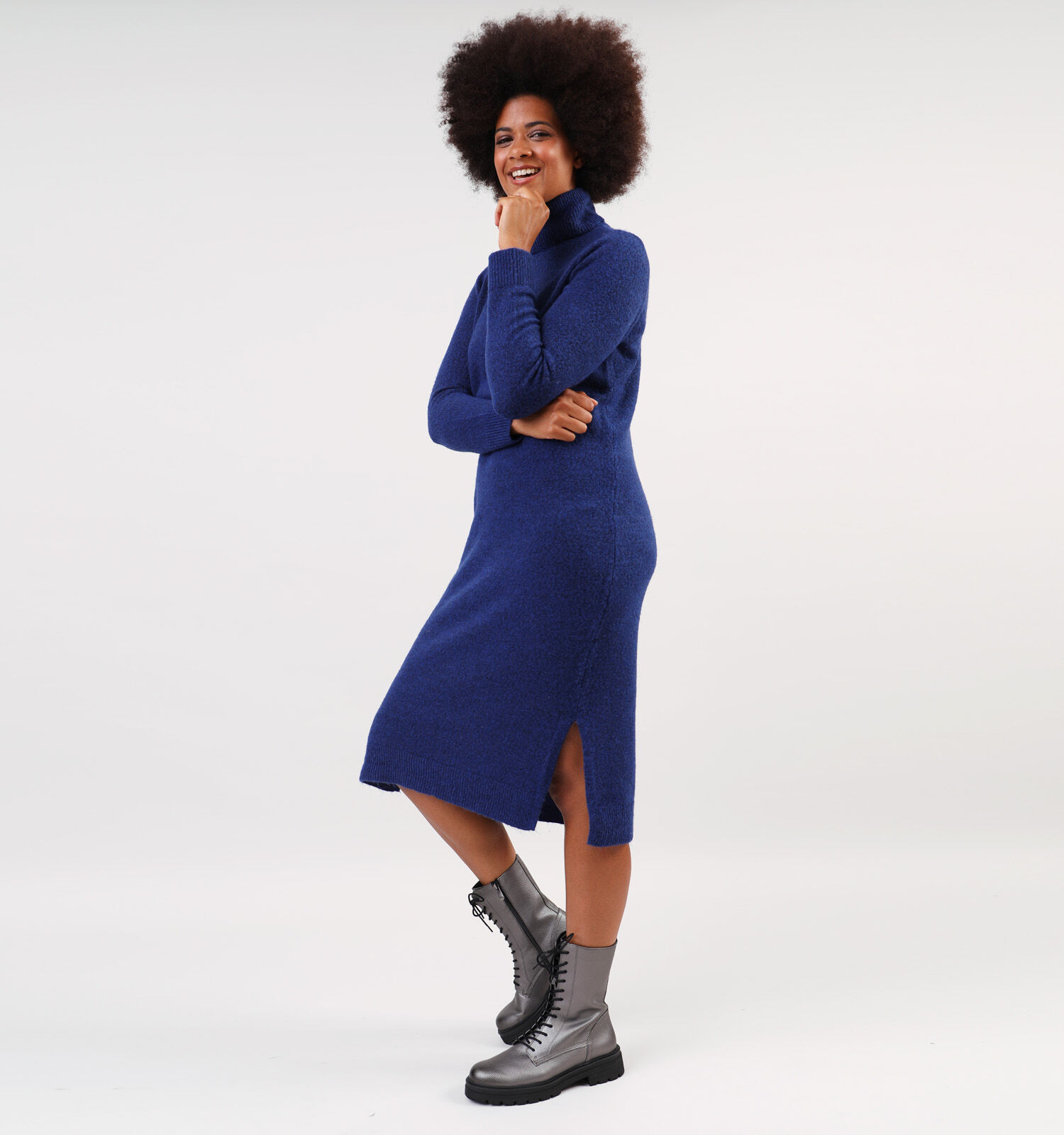 Pieces Juliana Blauwe Lange Trui jurk Dames Kleedjes Online op TORFS.BE