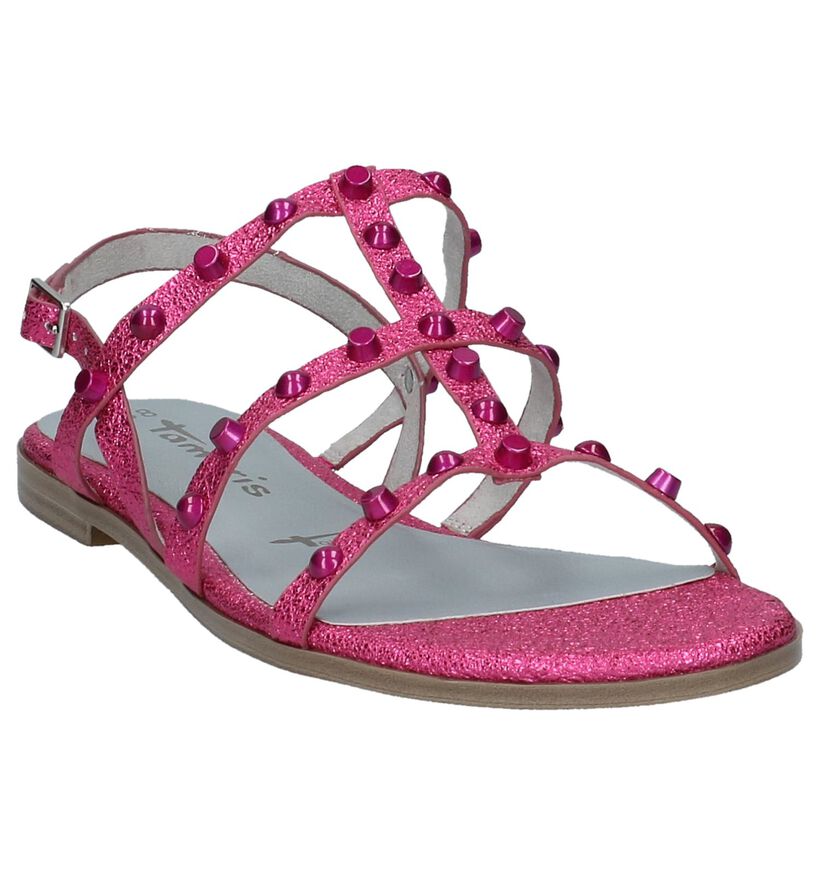 Tamaris Sandales plates en Rose fuchsia en simili cuir (218991)