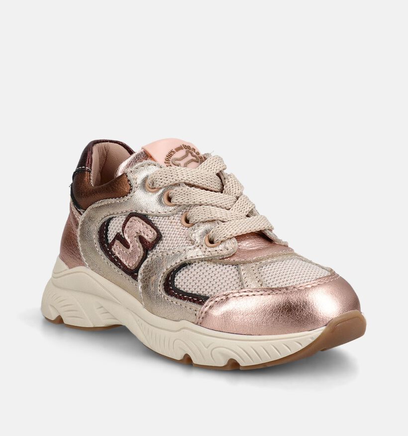 STONES and BONES Pepin Roze/Gouden Schoenen met Veter en Rits voor meisjes (378249) - geschikt voor steunzolen