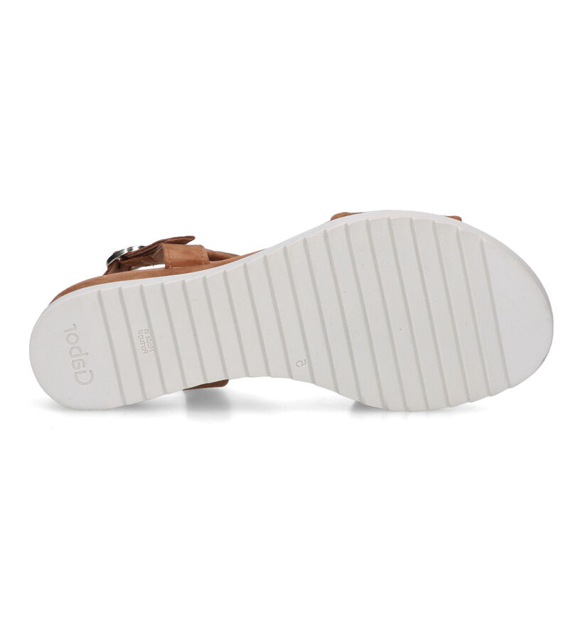 Gabor Comfort Sandales avec talon compensé en Cognac pour femmes (323126)