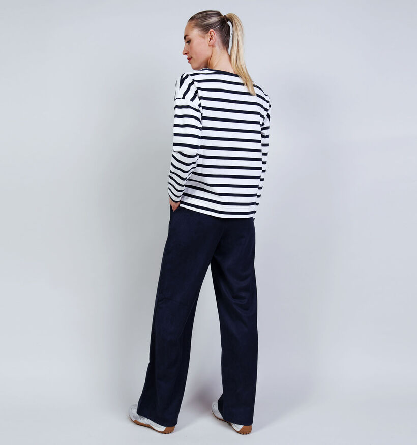 Elbsand Elva Donkerblauwe/Witte Gestreepte T-shirt voor dames (374227)