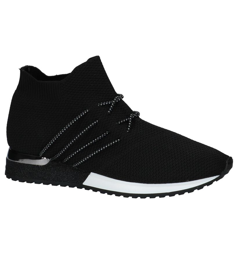 Hoge Geklede Sneakers Zwart La Strada in stof (223875)