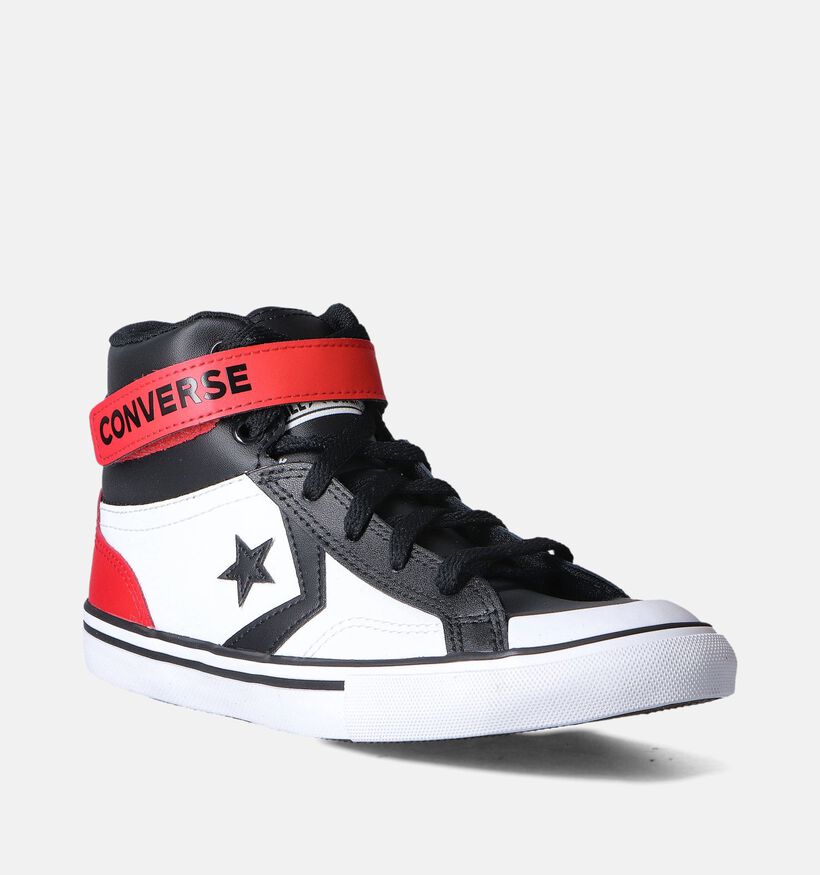 Converse Pro Blaze Strap Leather Easy-On Witte/Zwarte Sneakers voor jongens, meisjes (357654) - geschikt voor steunzolen