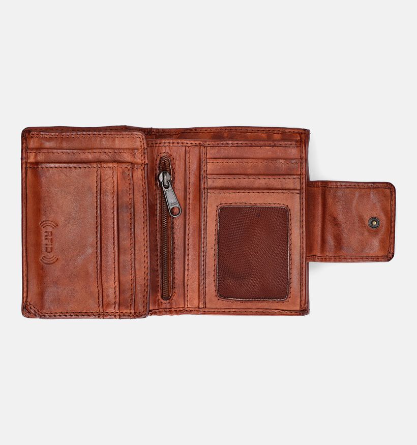 Bear Design Porte-monnaie à rabat en Cognac pour femmes (358867)