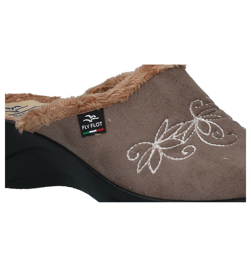 Taupe Pantoffels Fly Flot in stof (232739)