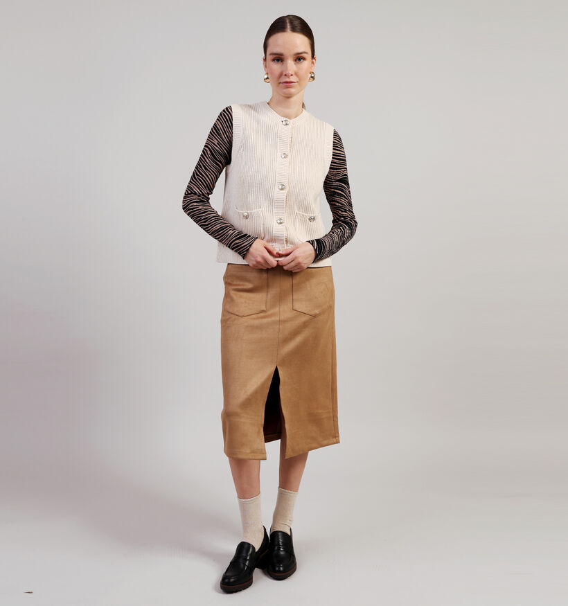 JDY Stella Ecru Mouwloze Gilet Gouden Knopen voor dames (362441)