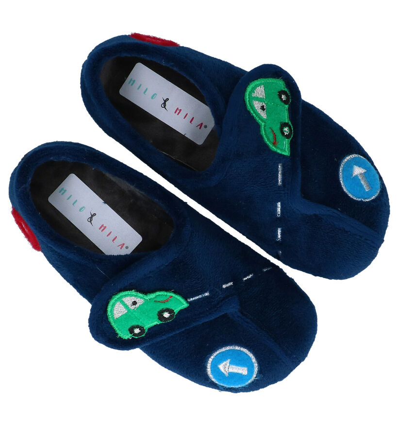 Milo & Mila Blauwe Pantoffels in stof (283926)