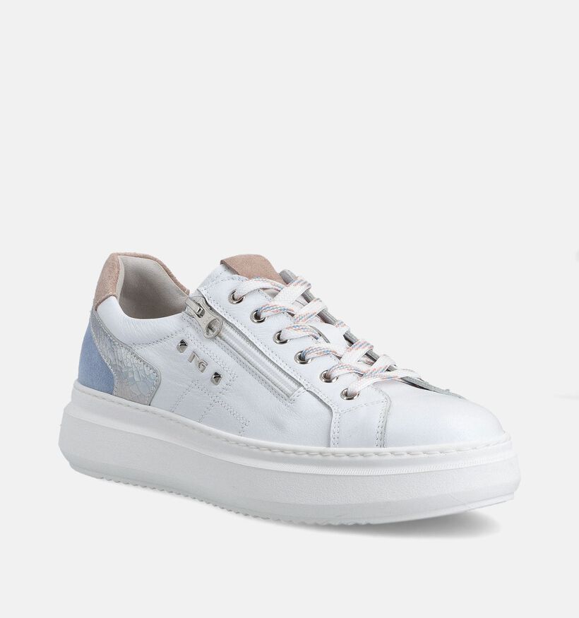 NeroGiardini Witte Sneakers met Rits voor dames (369090) - geschikt voor steunzolen