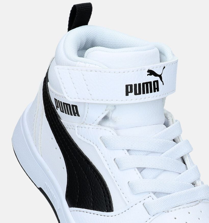 Puma Rebound V6 Mid Witte Sneakers voor meisjes, jongens (334480) - geschikt voor steunzolen