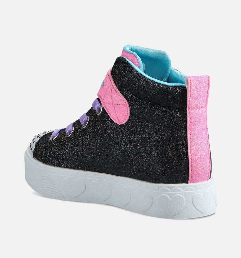 Skechers Heart Steps Glow Zwarte Hoge Sneakers voor meisjes (366304)
