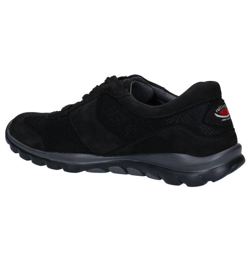 Gabor Rollingsoft Chaussures à Lacets en Noir en nubuck (283532)