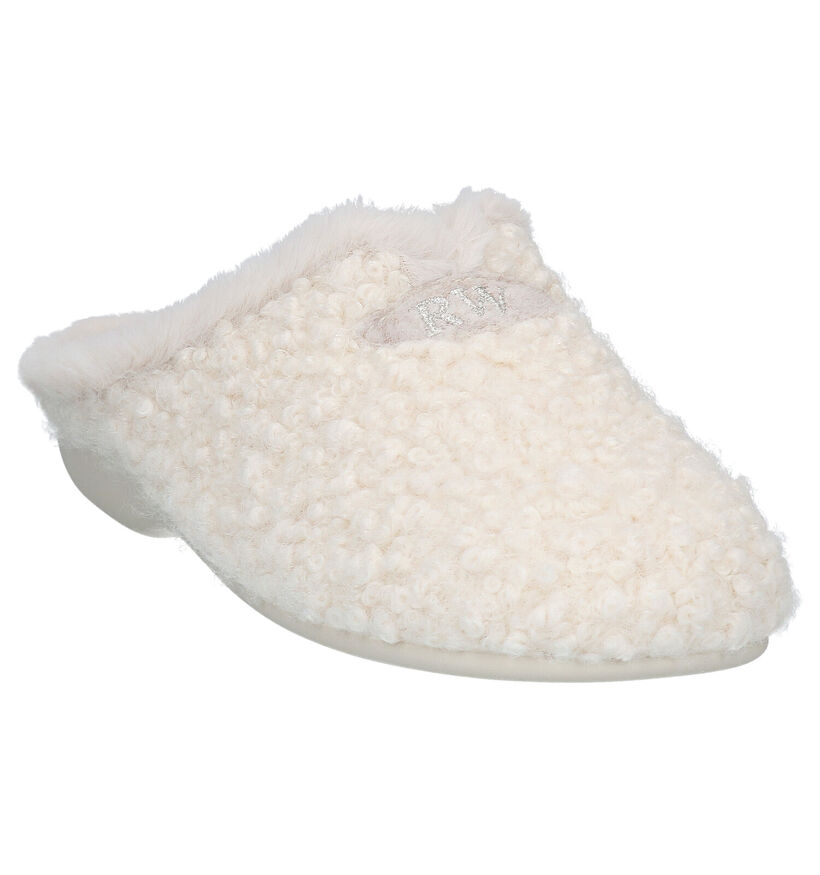 River Woods Ecru Pantoffels in faux fur (281925)