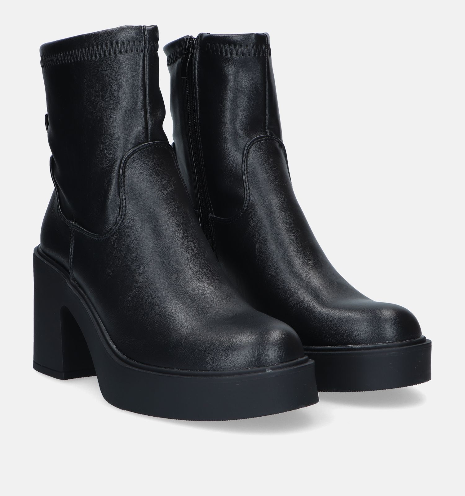 Posh by Poelman Zwarte Enkellaarzen met plateau Dames Enkellaarsjes Online op TORFS.BE